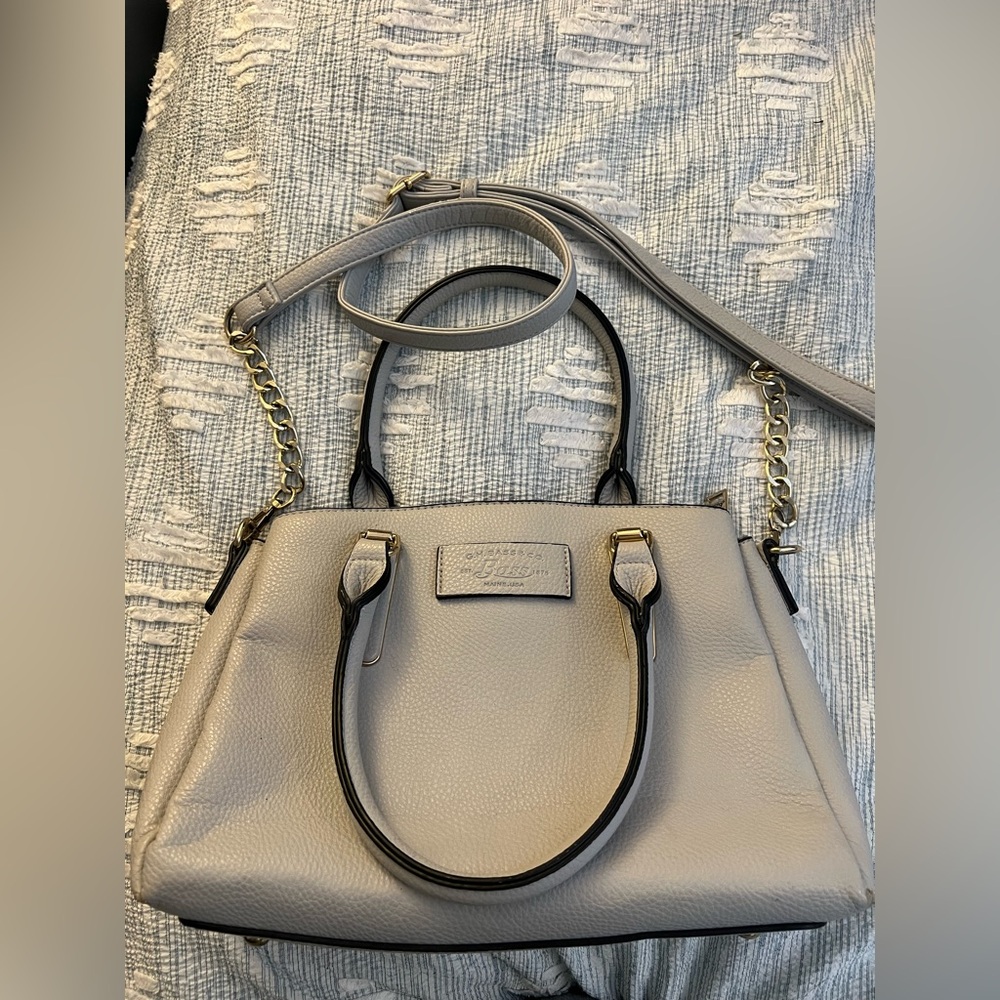 Bass Light Gray Satchel with Gold Accents